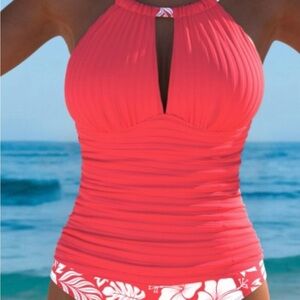 Halter Ruched One-Piece Swimsuit in Coral - Women Swim